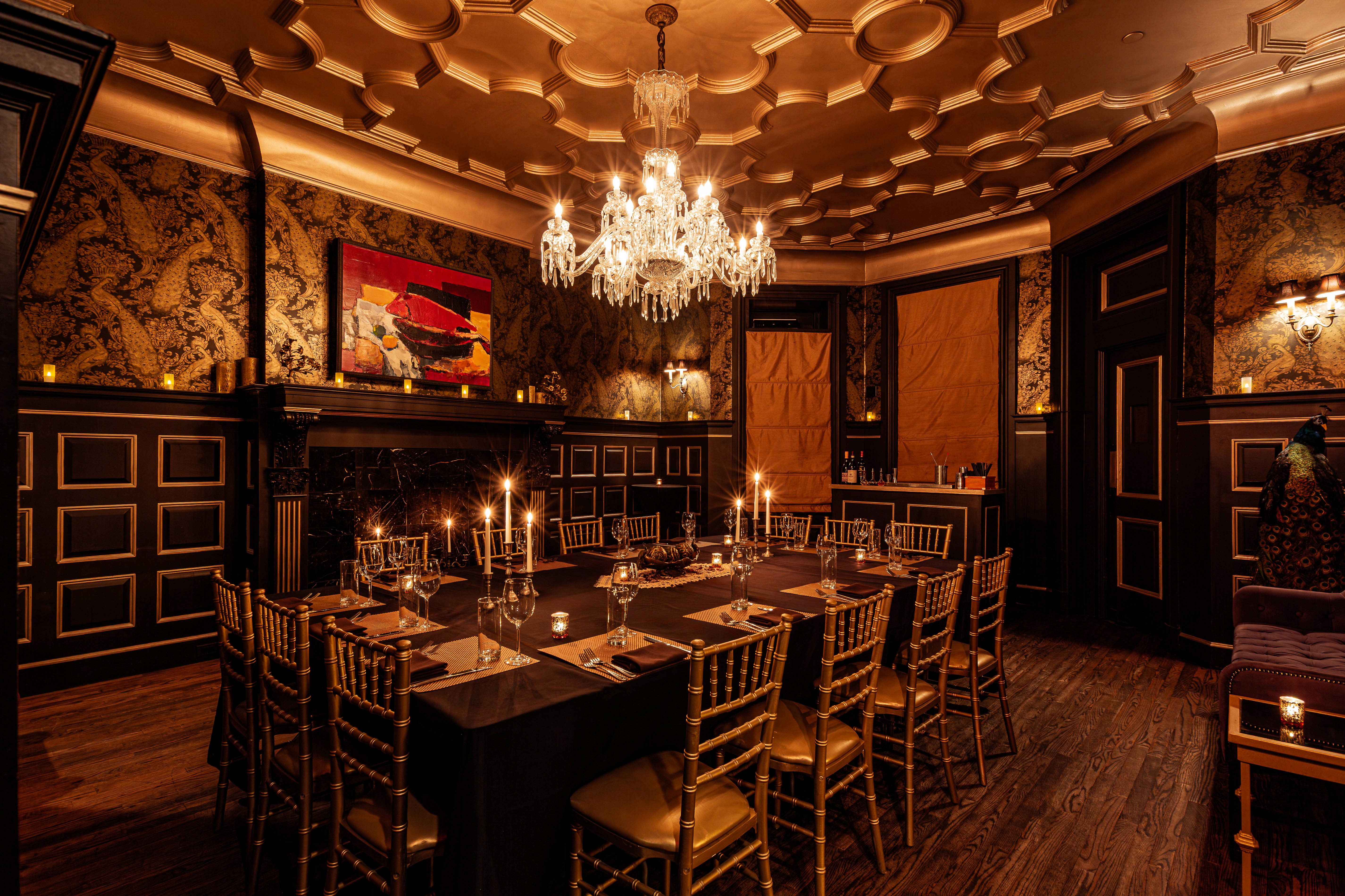 The bar room set for a reception