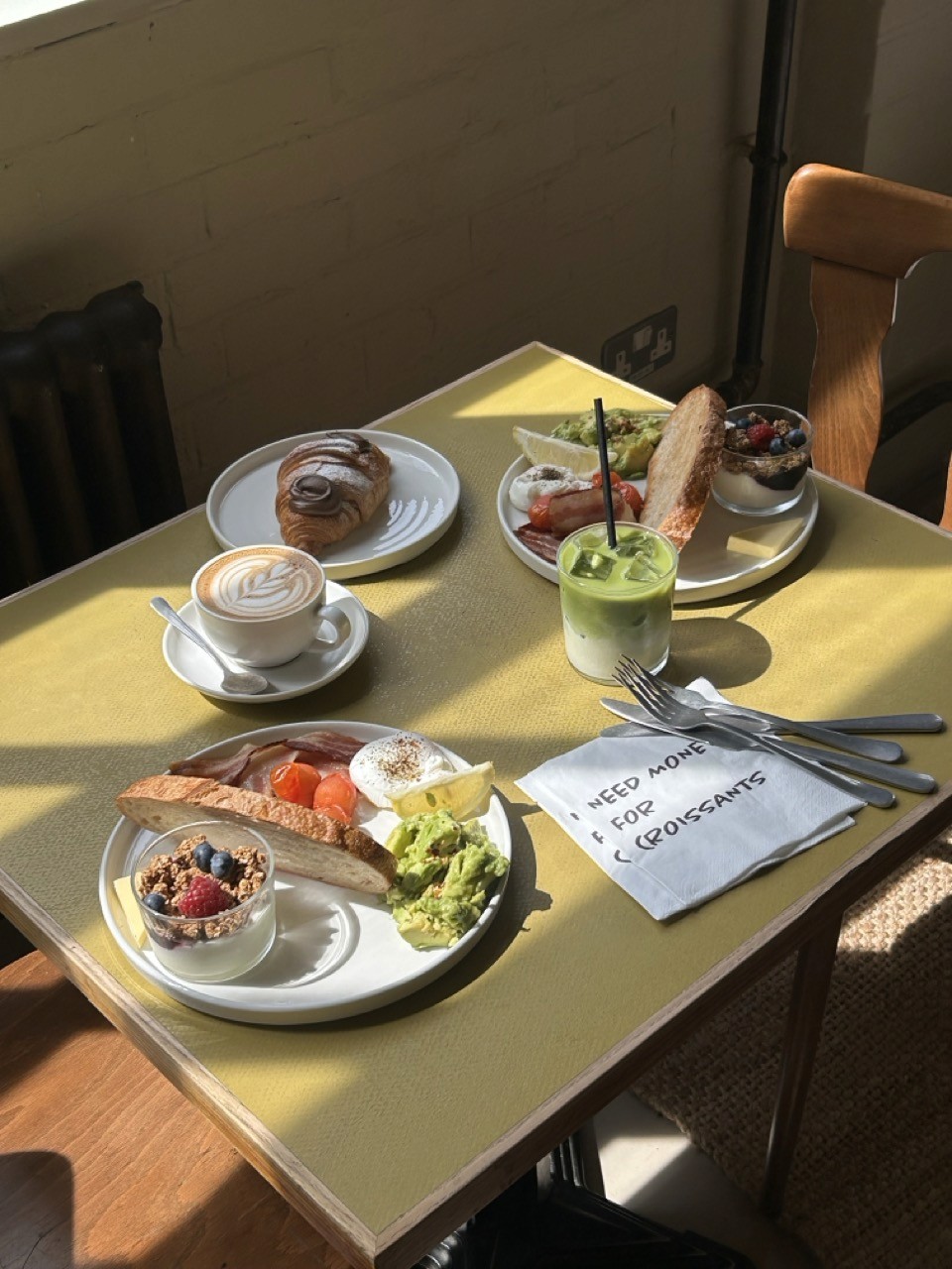 Breakfast at Public featuring avocado toast, eggs and speciality coffee