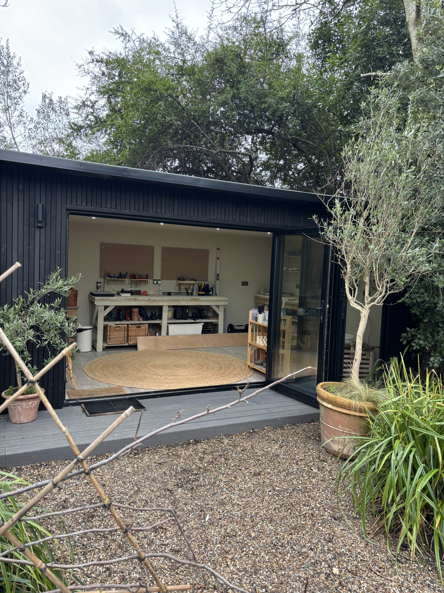 Pottery Studio in North Dulwich. Burnt Siberian larch garden room by Eleven Trees.