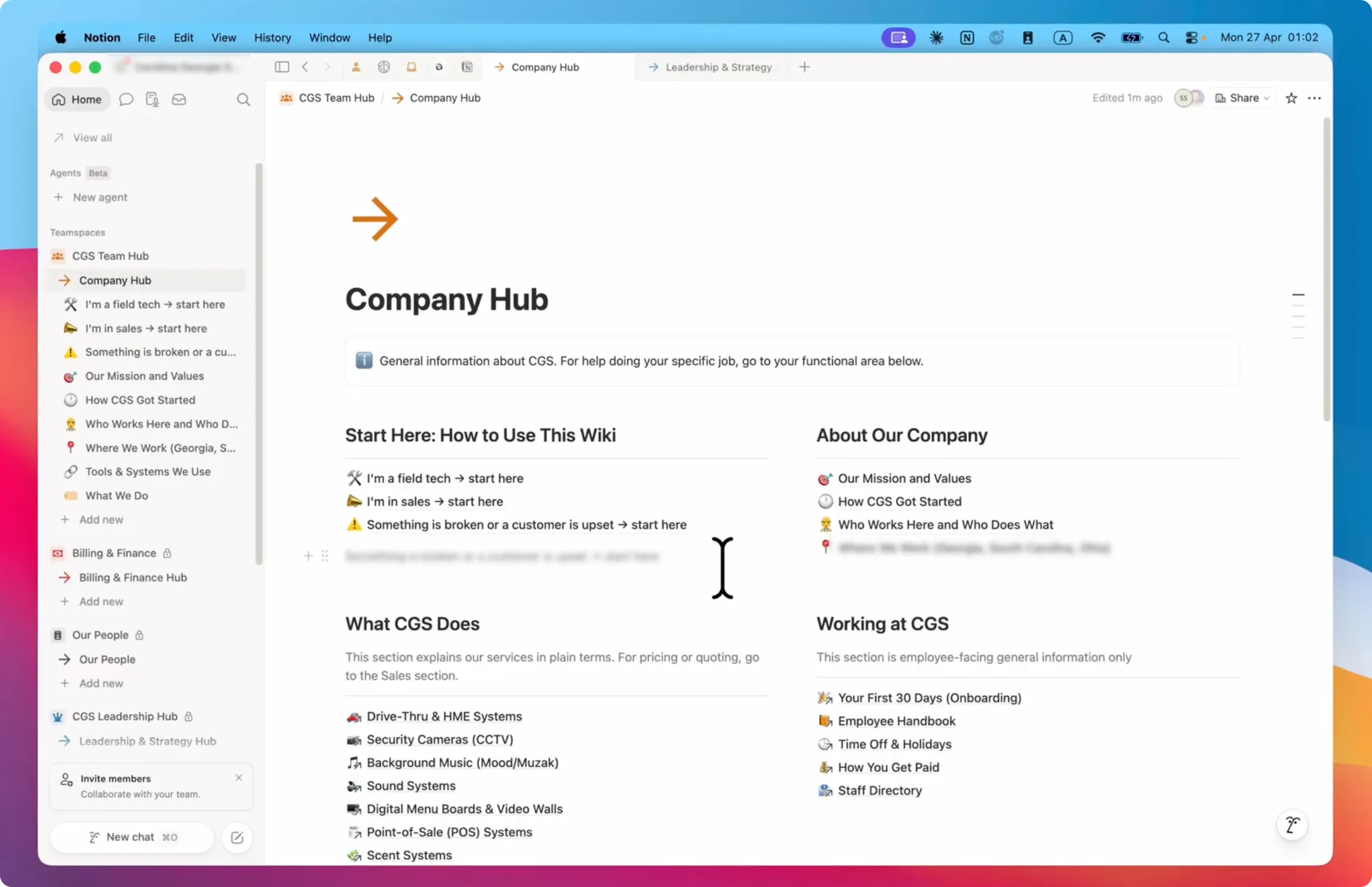 CGS company hub