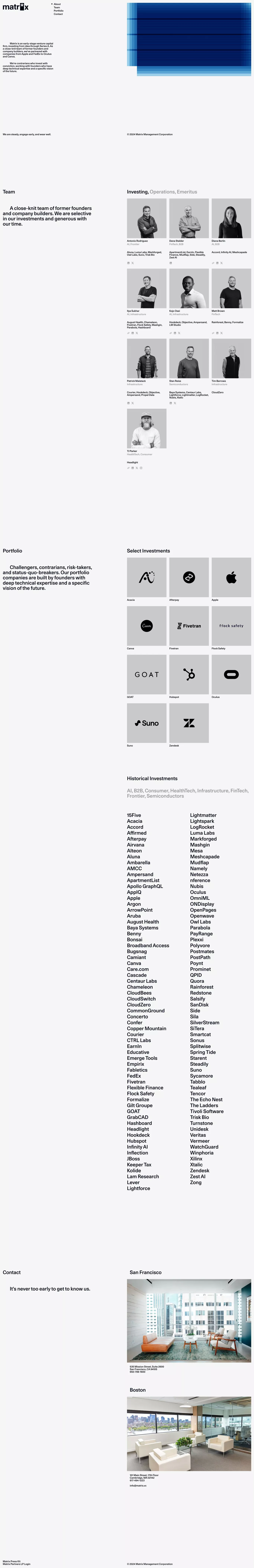 Matrix portfolio page screenshot showcasing Finance design