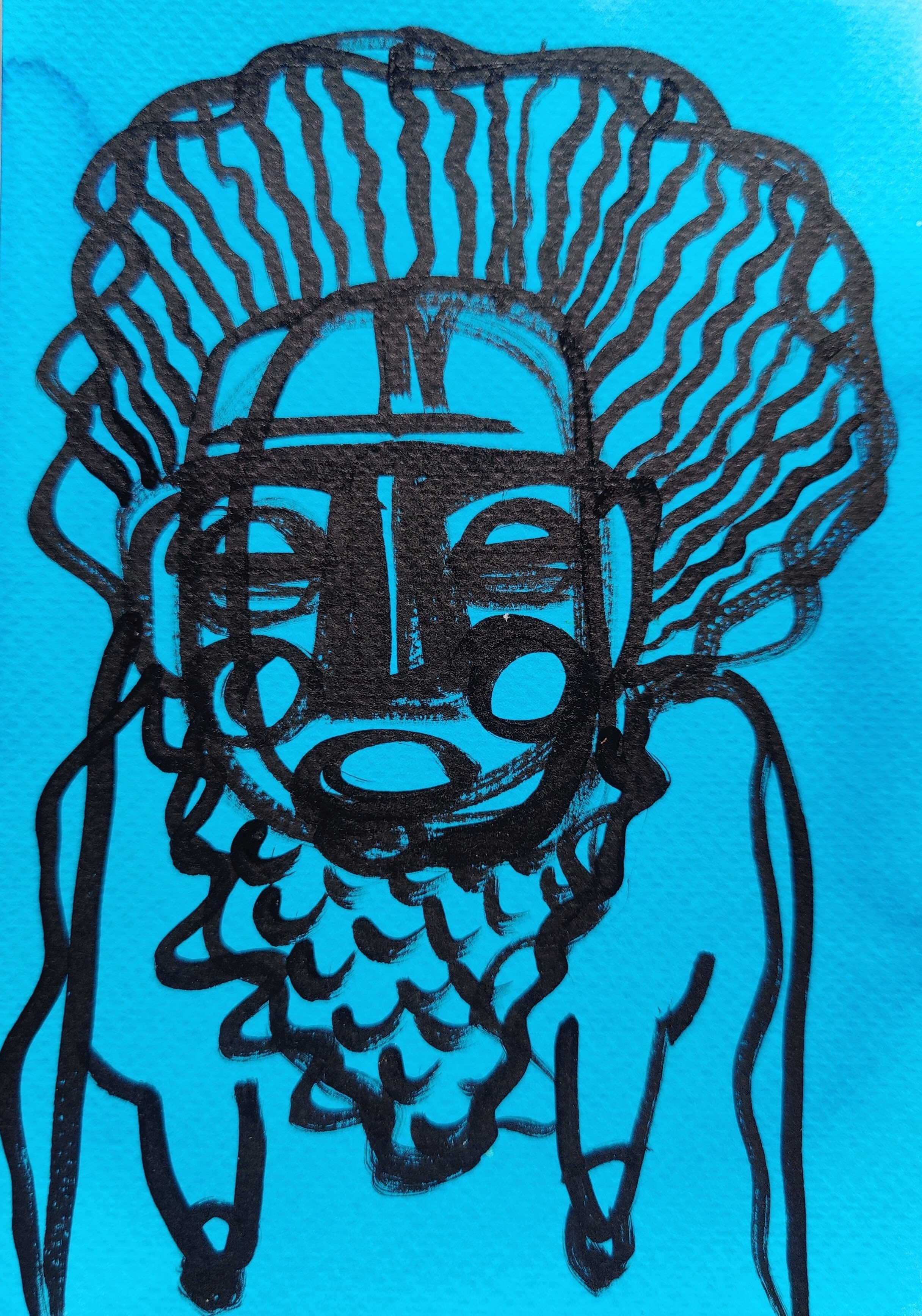 herd of sheep on road painting