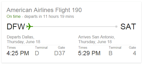 Flight details in Google Search