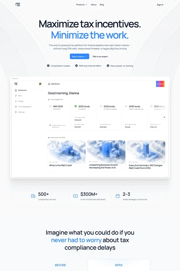 Homepage Section for SPRX