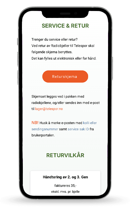 A mobile screen shot of the customer support page after the redesign.
