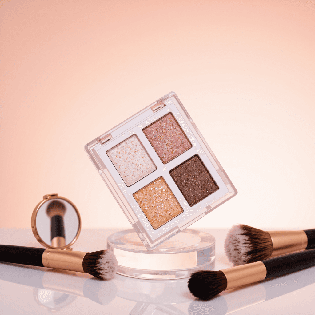 product photography of a palette of eyeshadows