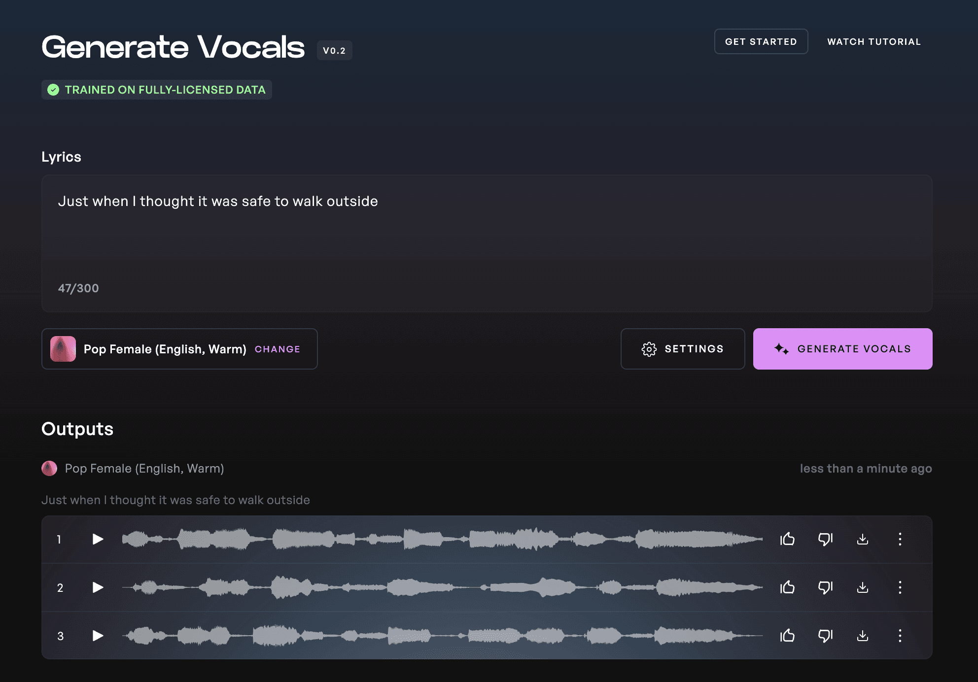Vocal Generators outputs