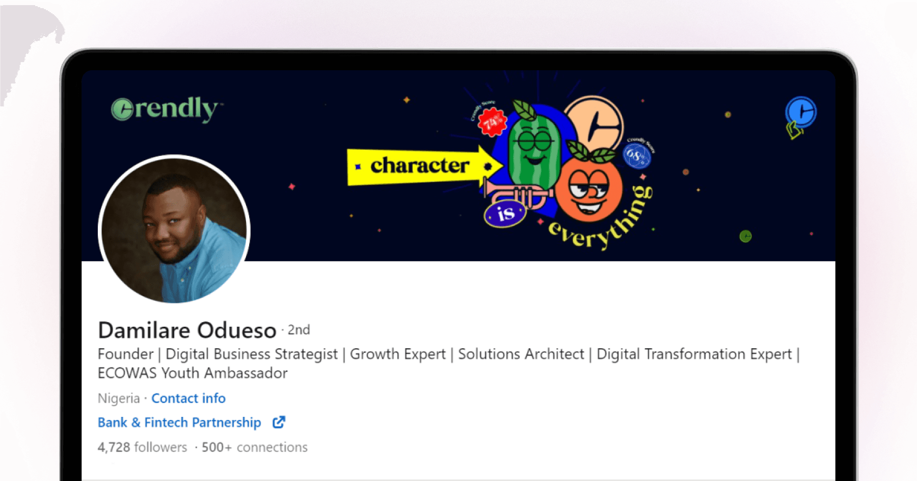 A LinkedIn profile page.