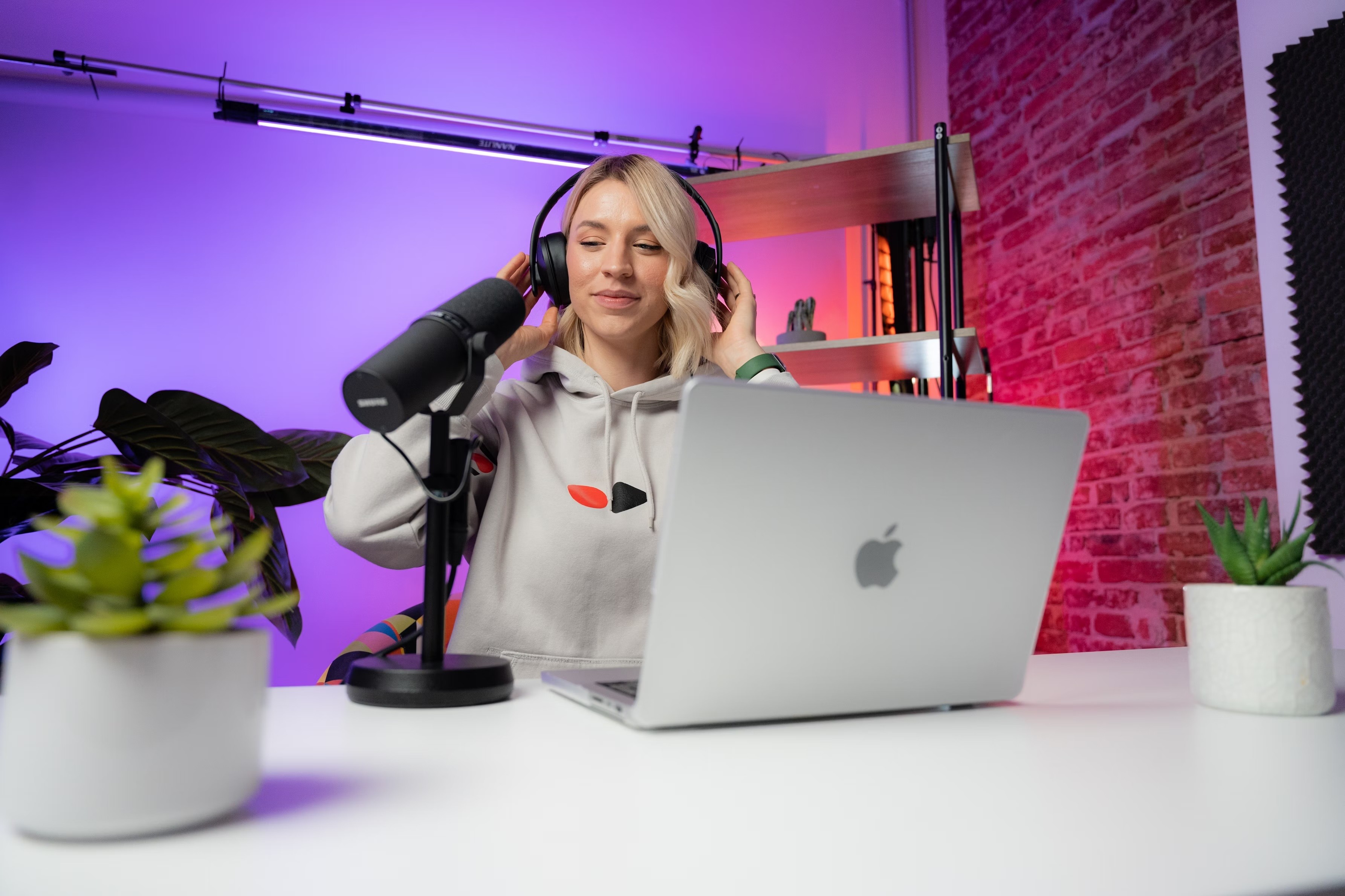 A content creator recording a video.