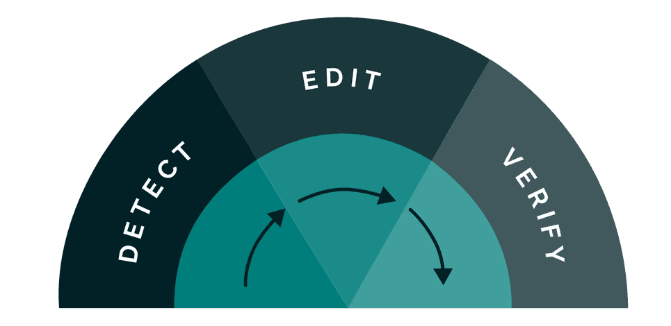 graph of the "detect, edti and verify"