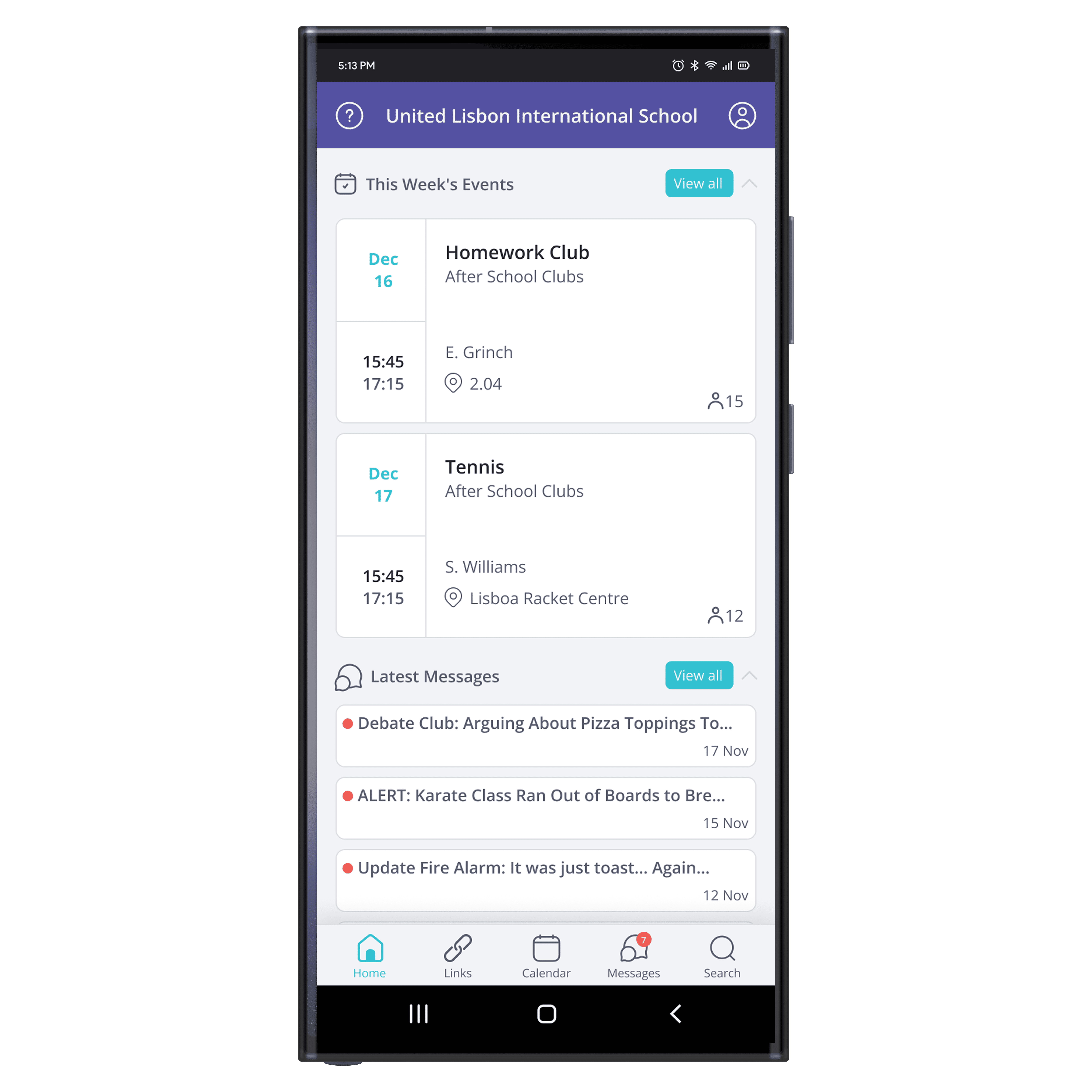 Redesigned SchoolsBuddy mobile teacher interface.