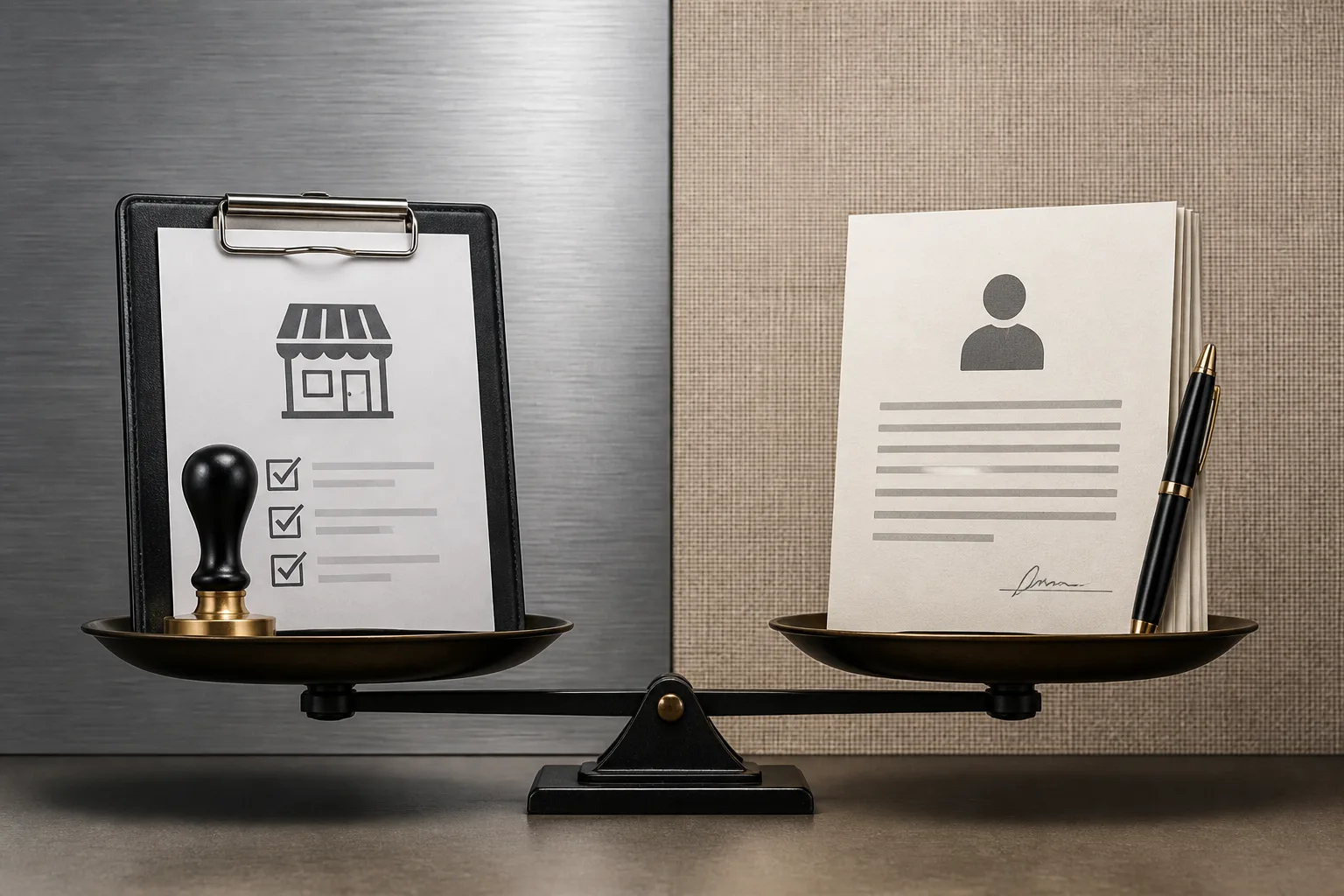 Trade License vs Freelance Permit in Dubai beside a Dubai trade license document and a