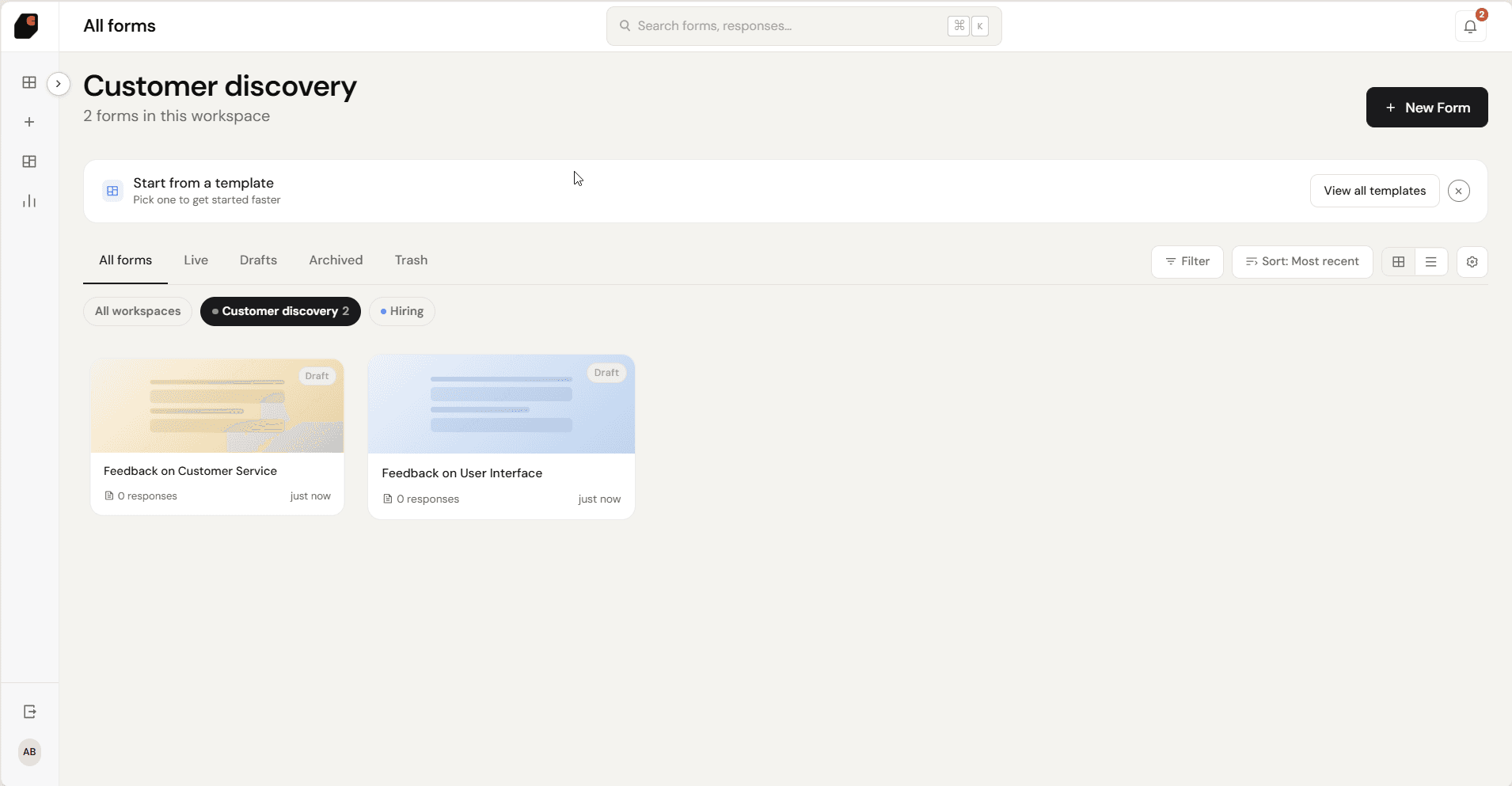 Drospecta's dashboard