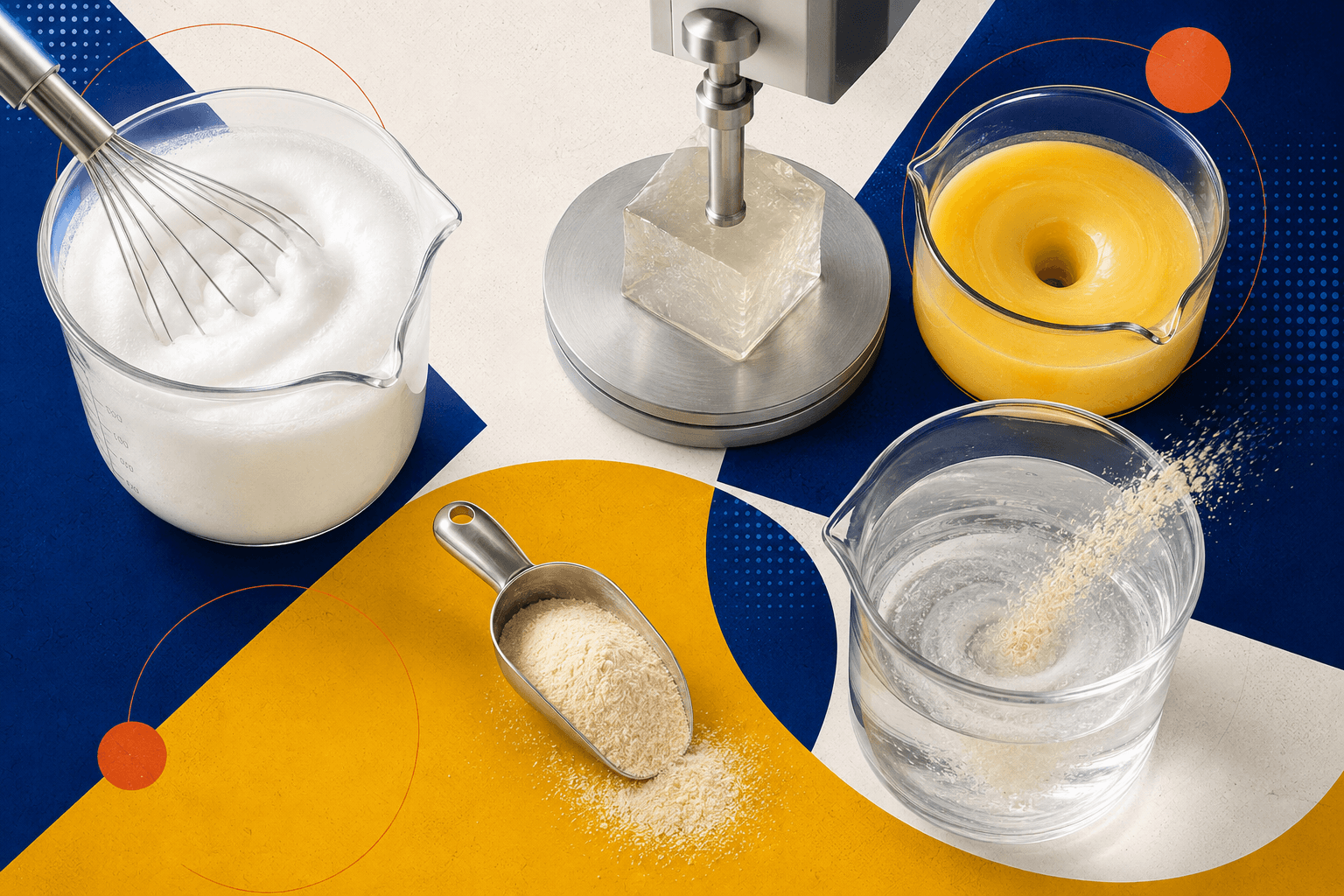 Egg powder application tests for foaming, gelation, emulsification and solubility in a food R&D setting