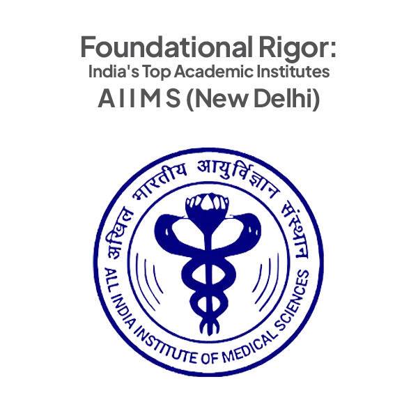 ऑफिशियल लोगो ऑफ द All India Institute of Medical Sciences (AIIMS) Delhi.