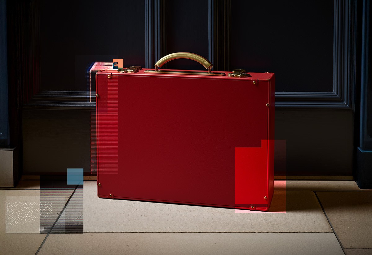 An AI image depicting the famous red brief brief-case of the UK chancellor when they announce the budget