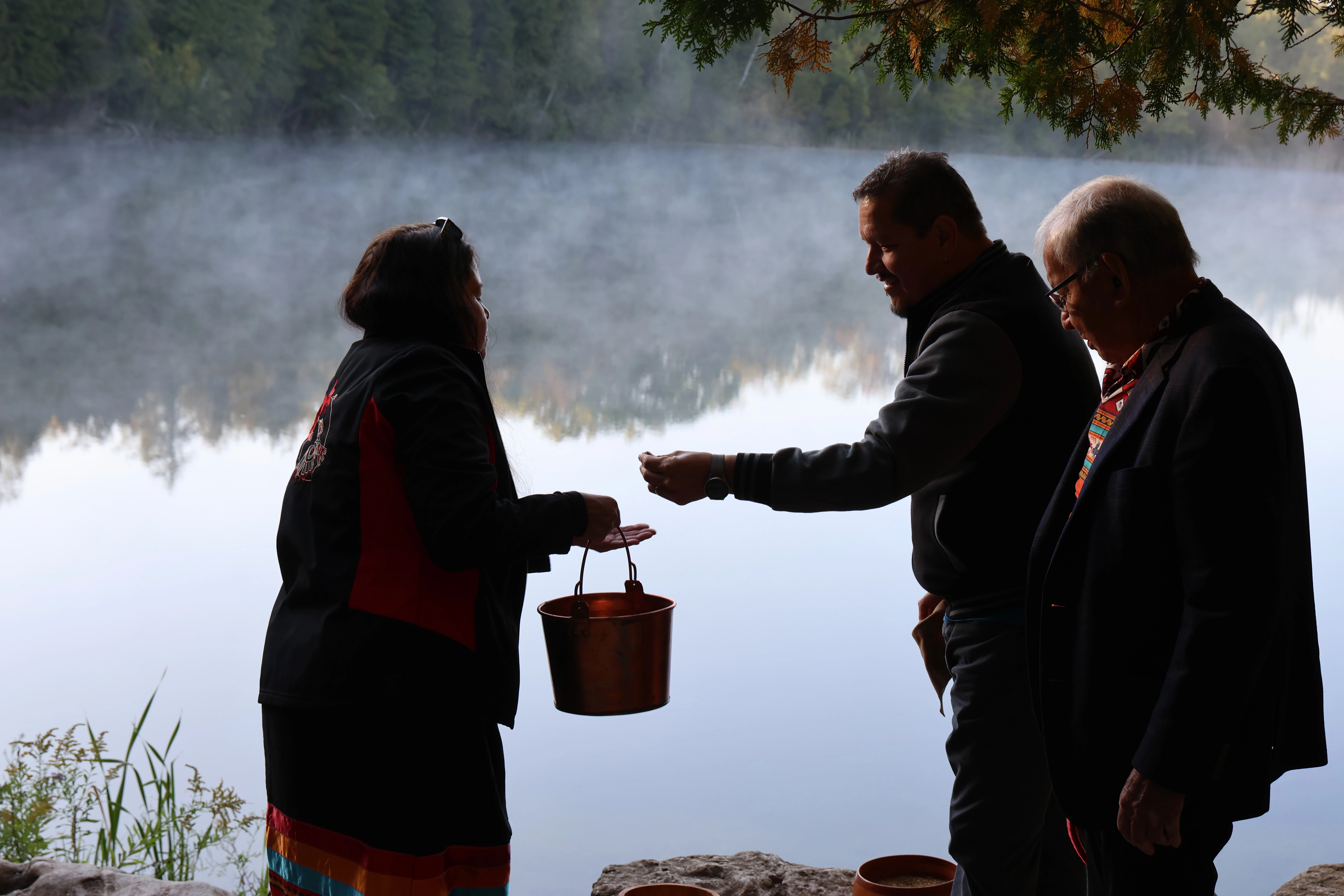 Lake and mountais behind