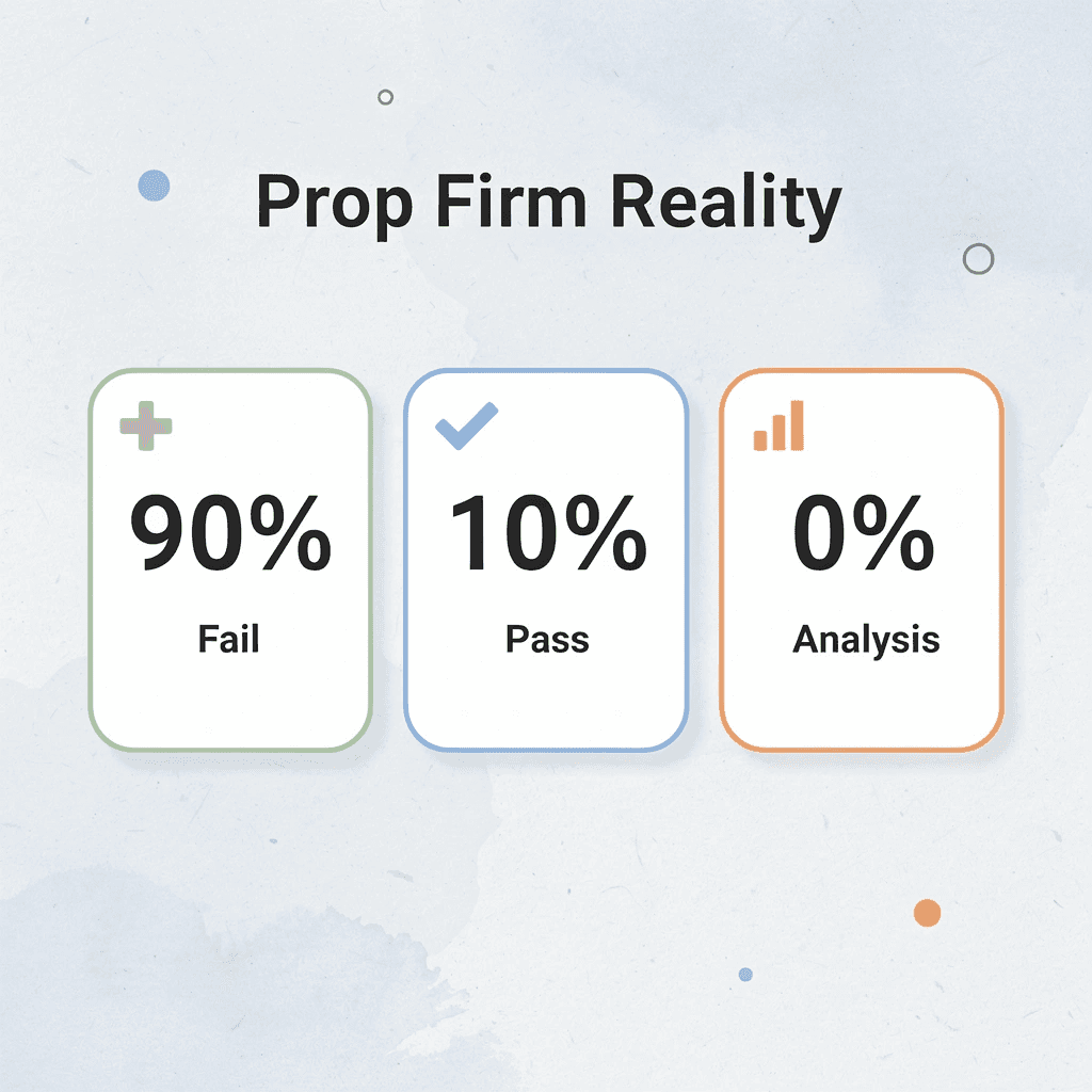 Statistics showing prop firm challenge failure rates