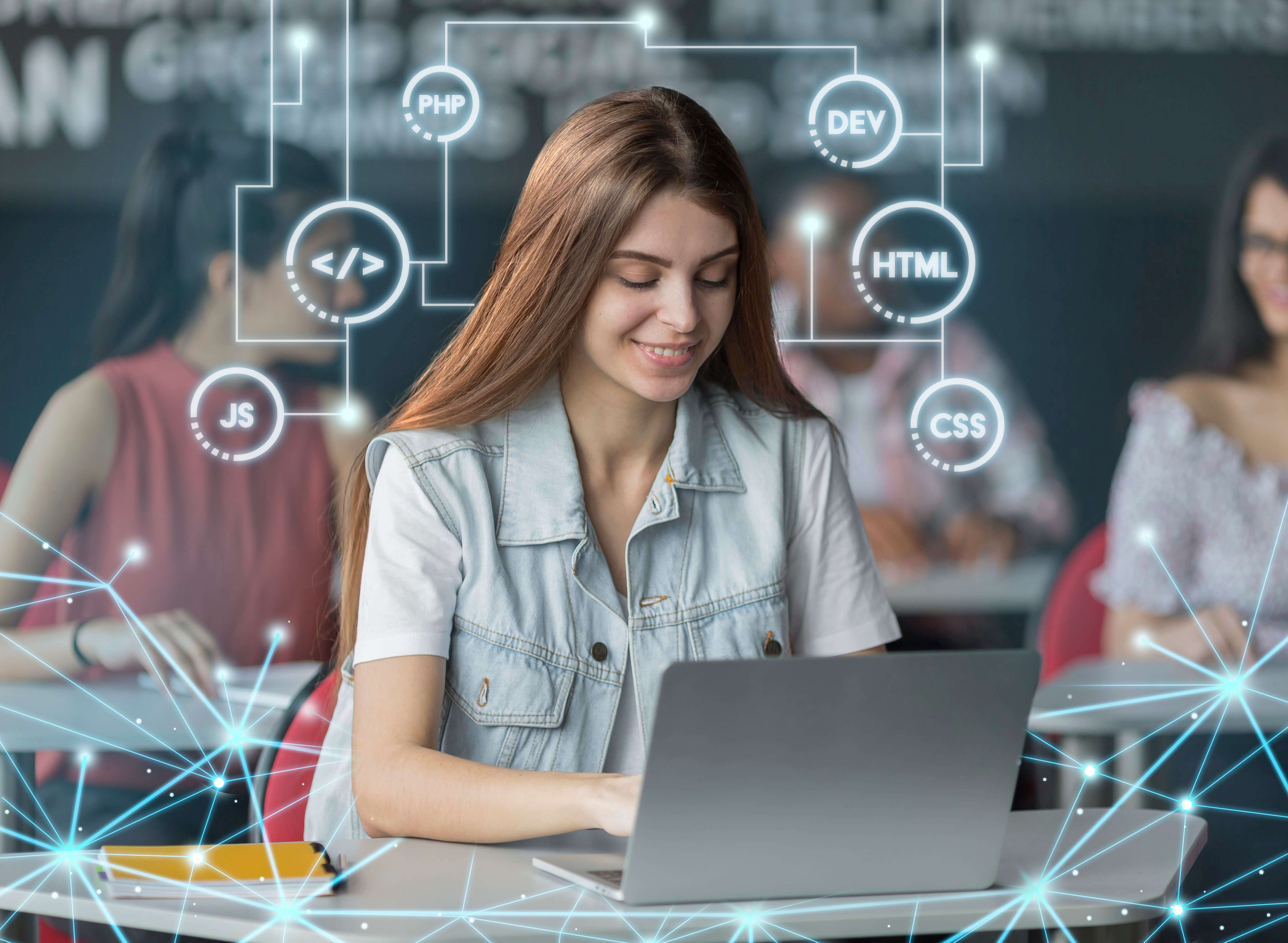 Woman with coding background
