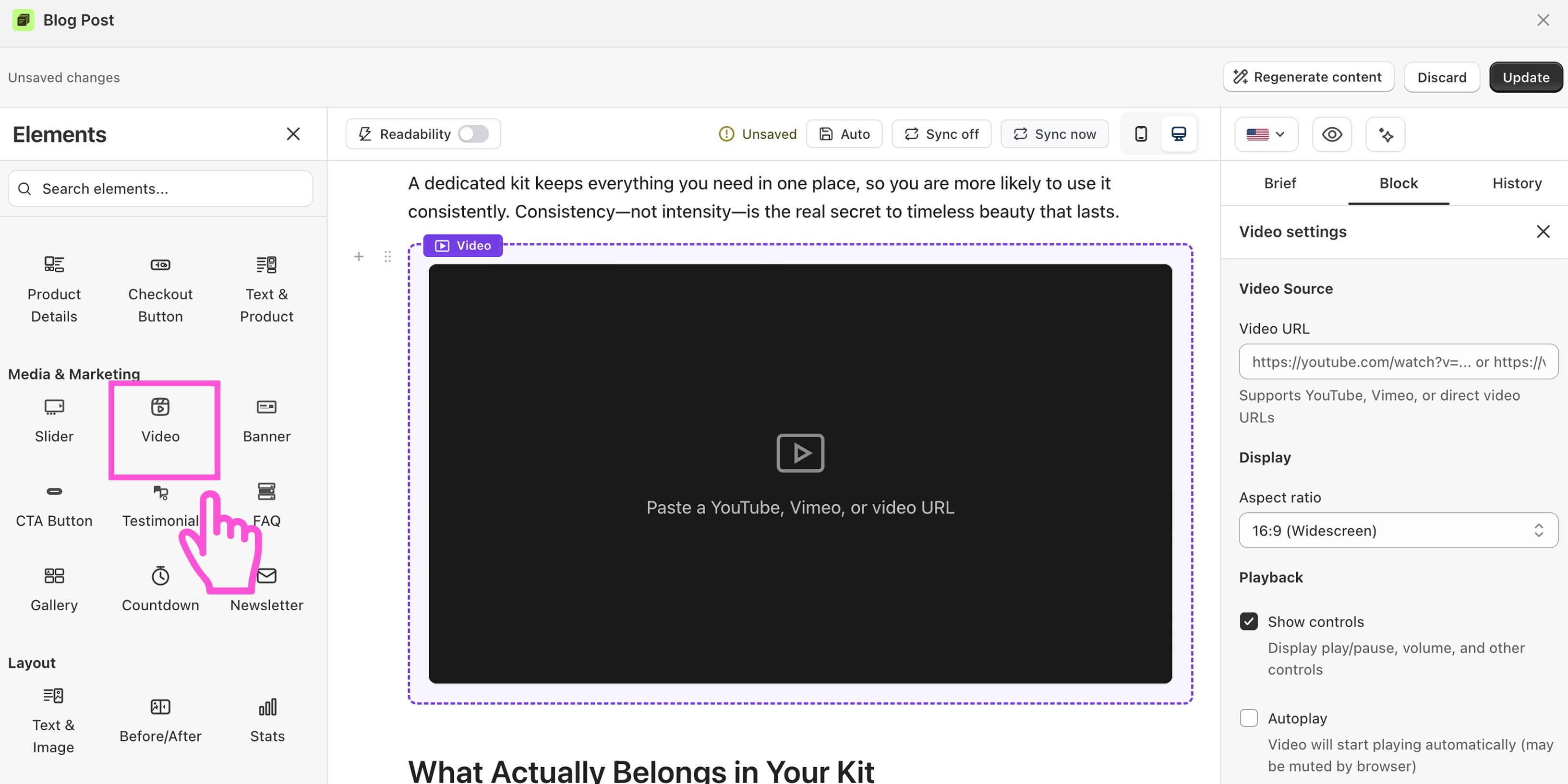How to add a video (YouTube, Vimeo embeds) to a blog post in Shopify