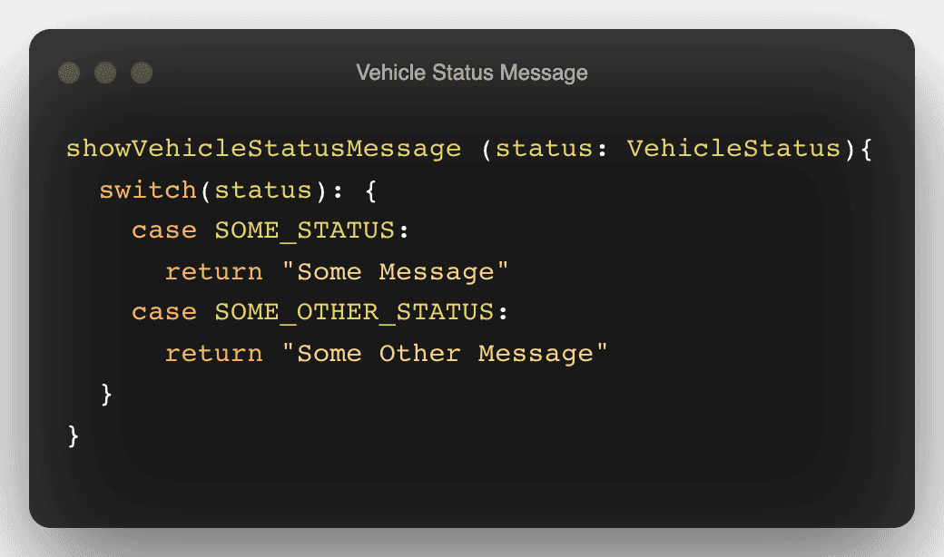 Logic to show a vehicle's status.