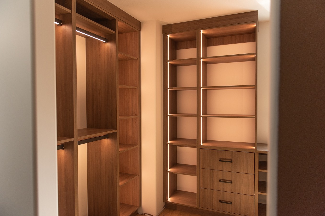 Glass-front cabinets in custom home bar