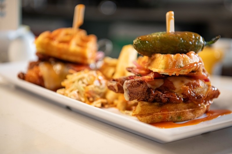 Wild Eggs Hot Honey Chicken and Waffle