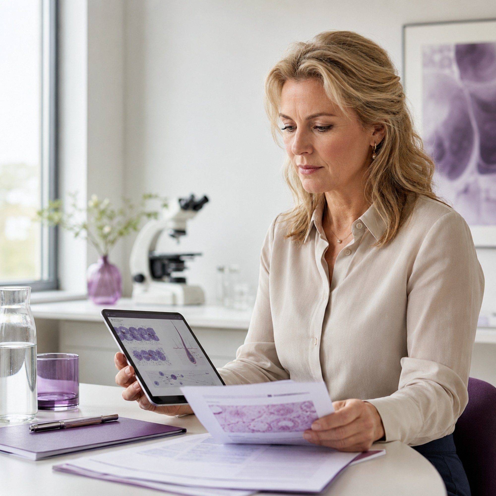 Medisch specialist beoordeelt onderzoek naar de veiligheid van stamceltherapie bij haaruitval.