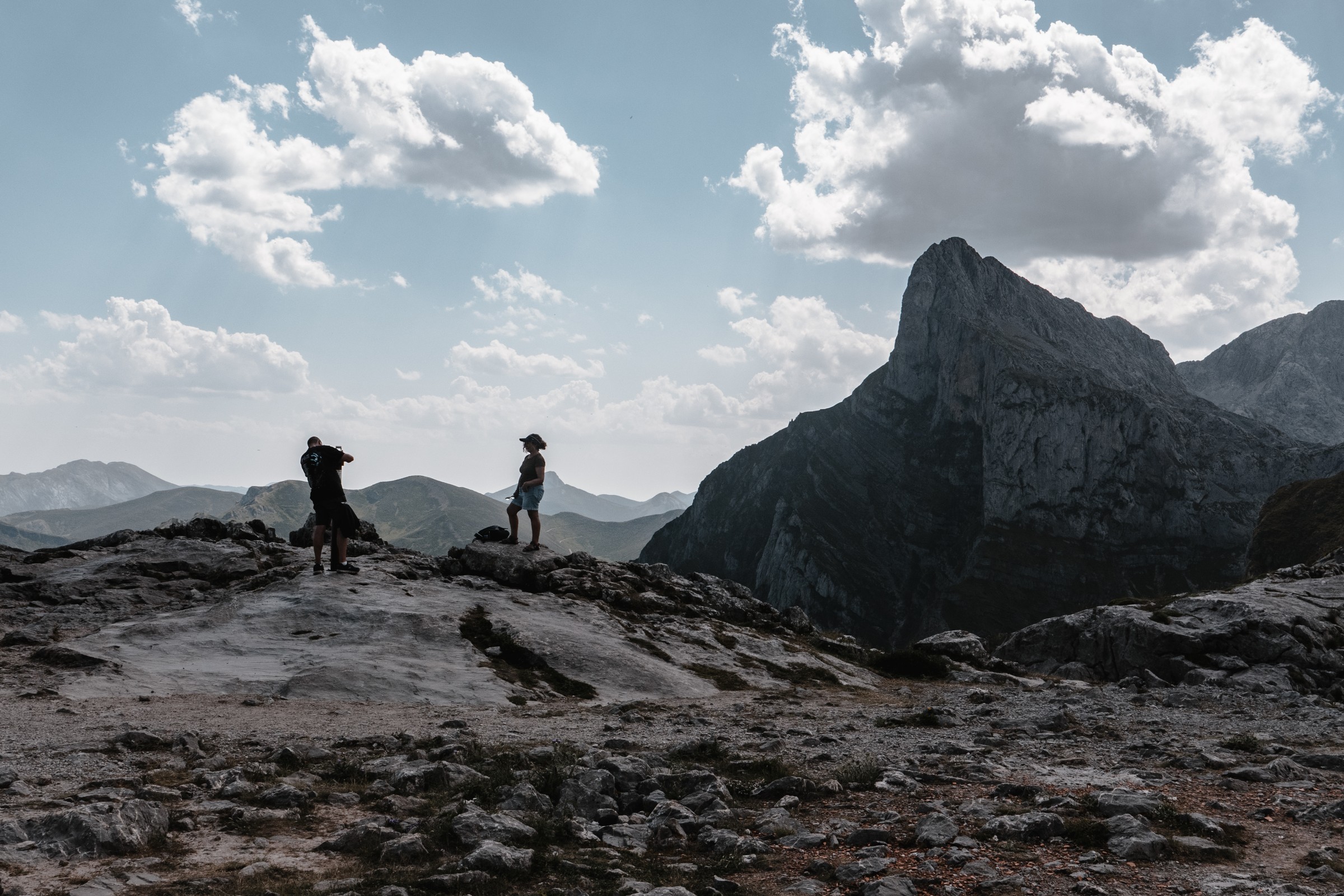 TRAVEL — Hikers on a mountain trail.