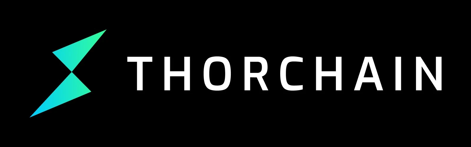 Thorchain logo with cyan lightning bolt and white text