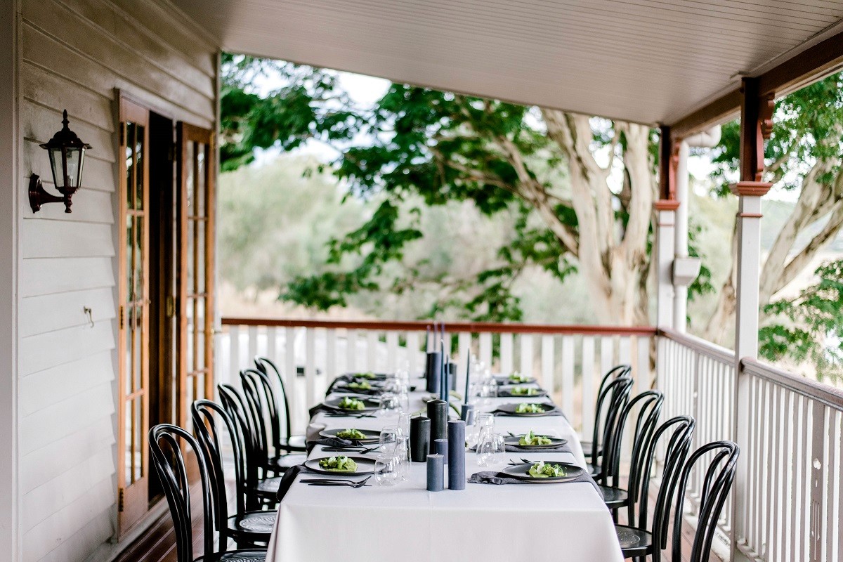 Table setting out on a balcony of a private home