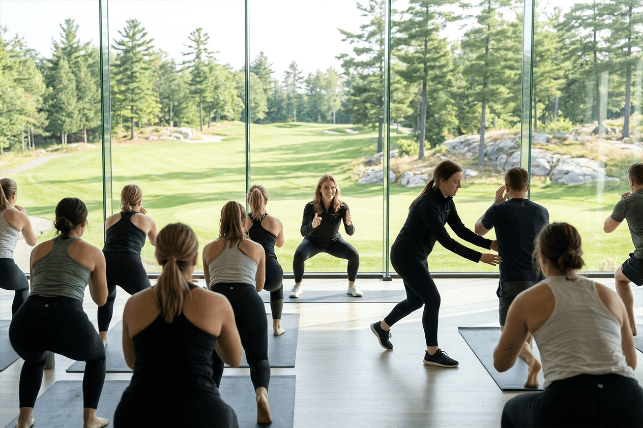 Five women posing together wearing black t-shirts.