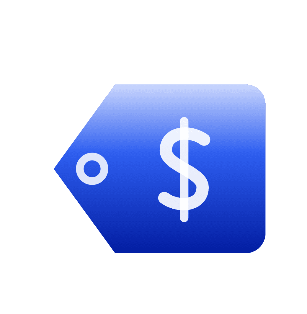 Price tag icon representing transparent, flat fees