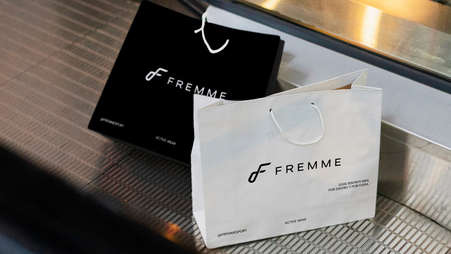 Branding moderno y minimalista para Fremme Activewear – diseño gráfico en Chile y Latam.