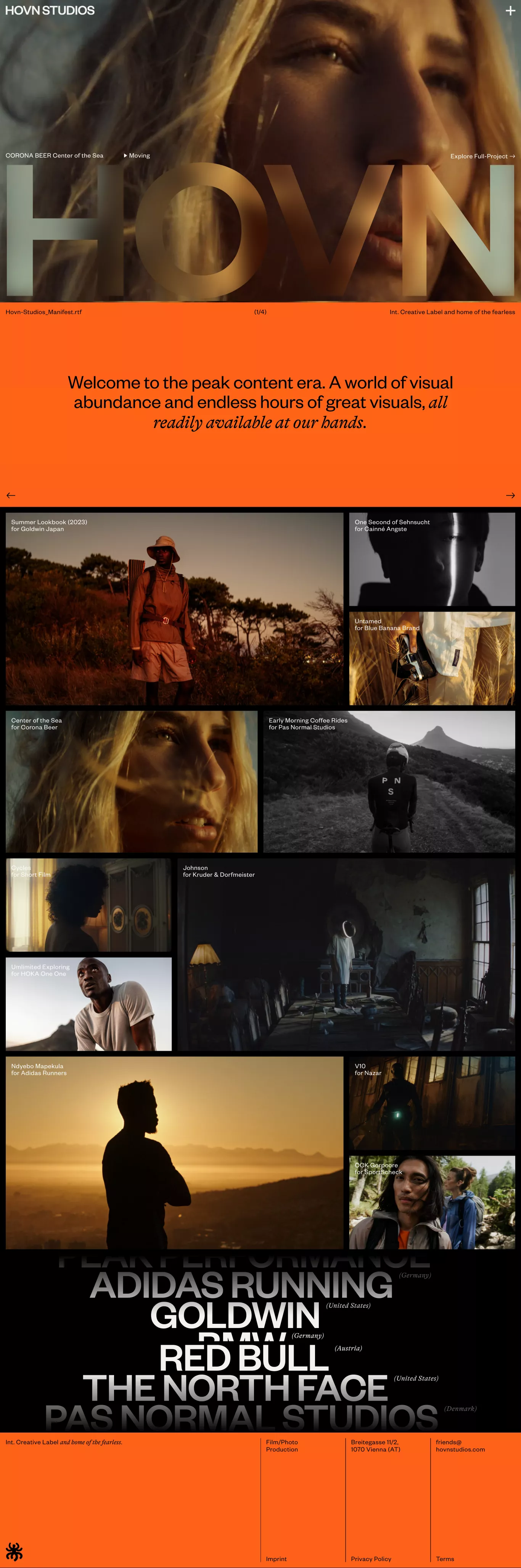 HOVN STUDIOS portfolio page screenshot showcasing Photography design