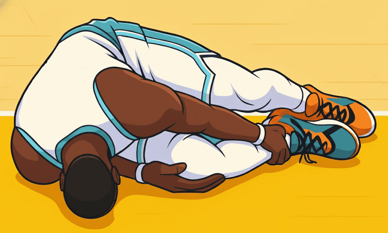 Injured athlete after hamstring injury