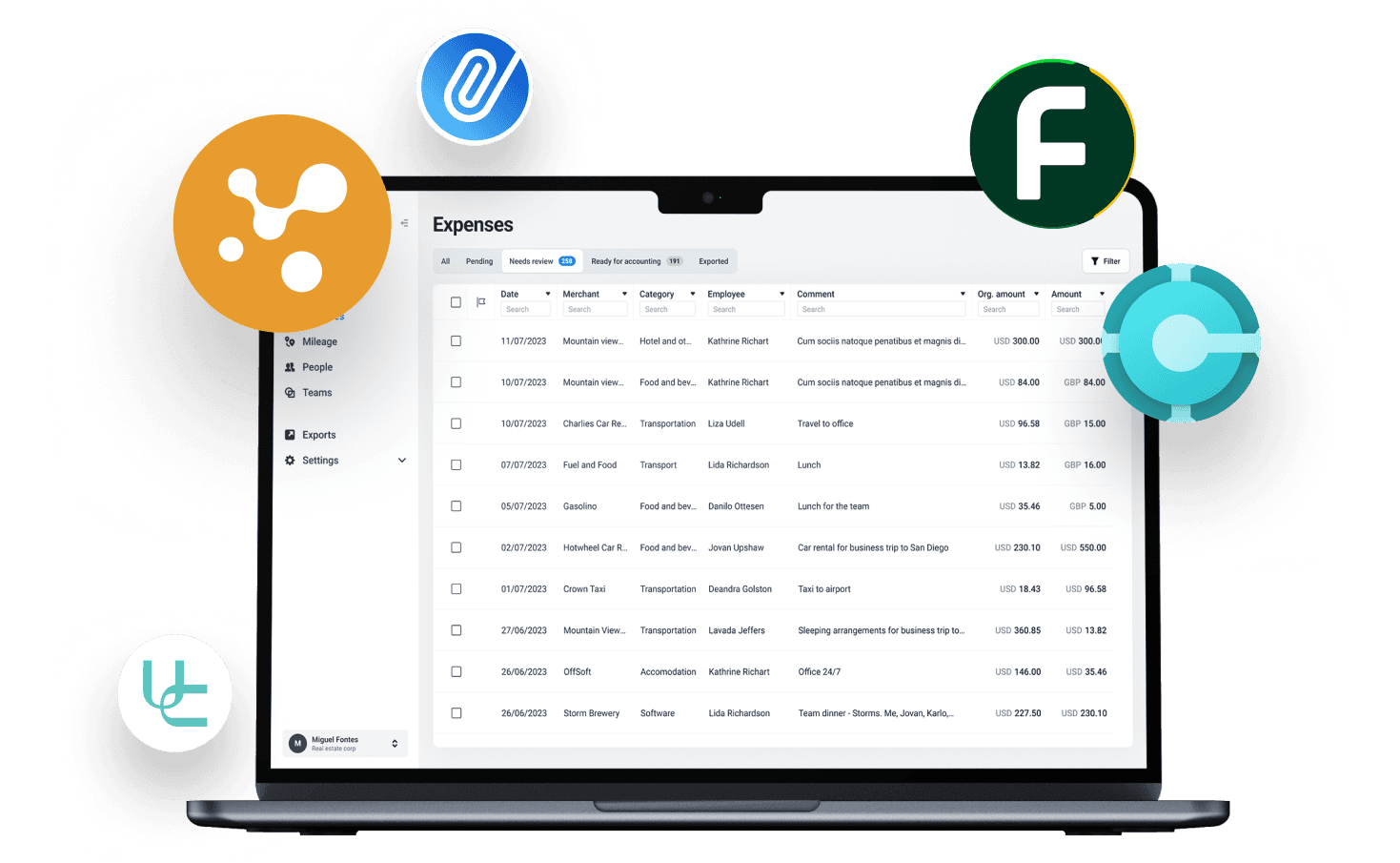 iPhone display showing Cardlay Expense app with the text ‘Create out-of-pocket expense’.
