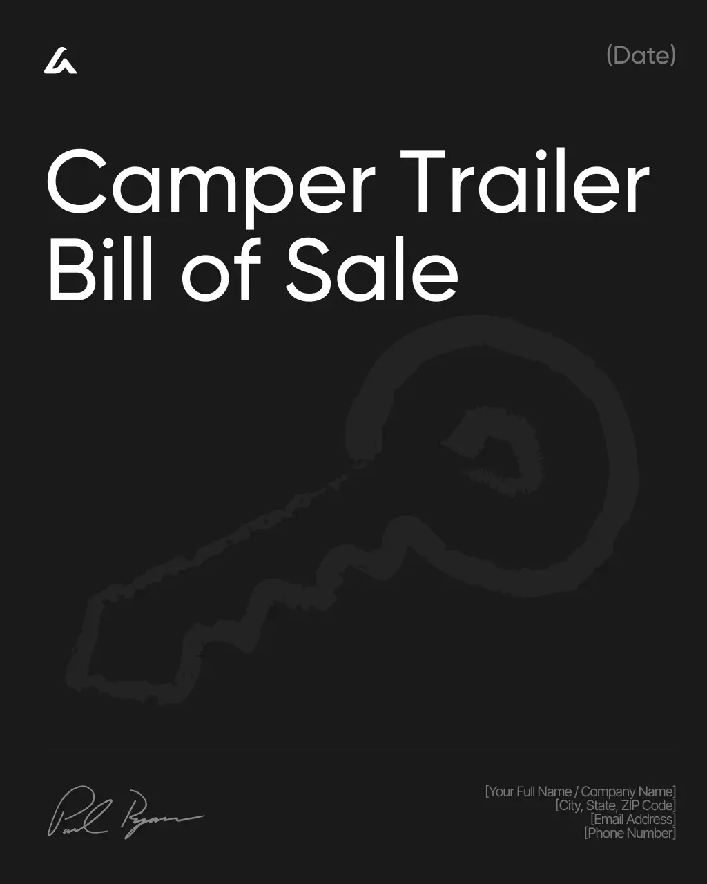 Camper Trailer Bill of Sale