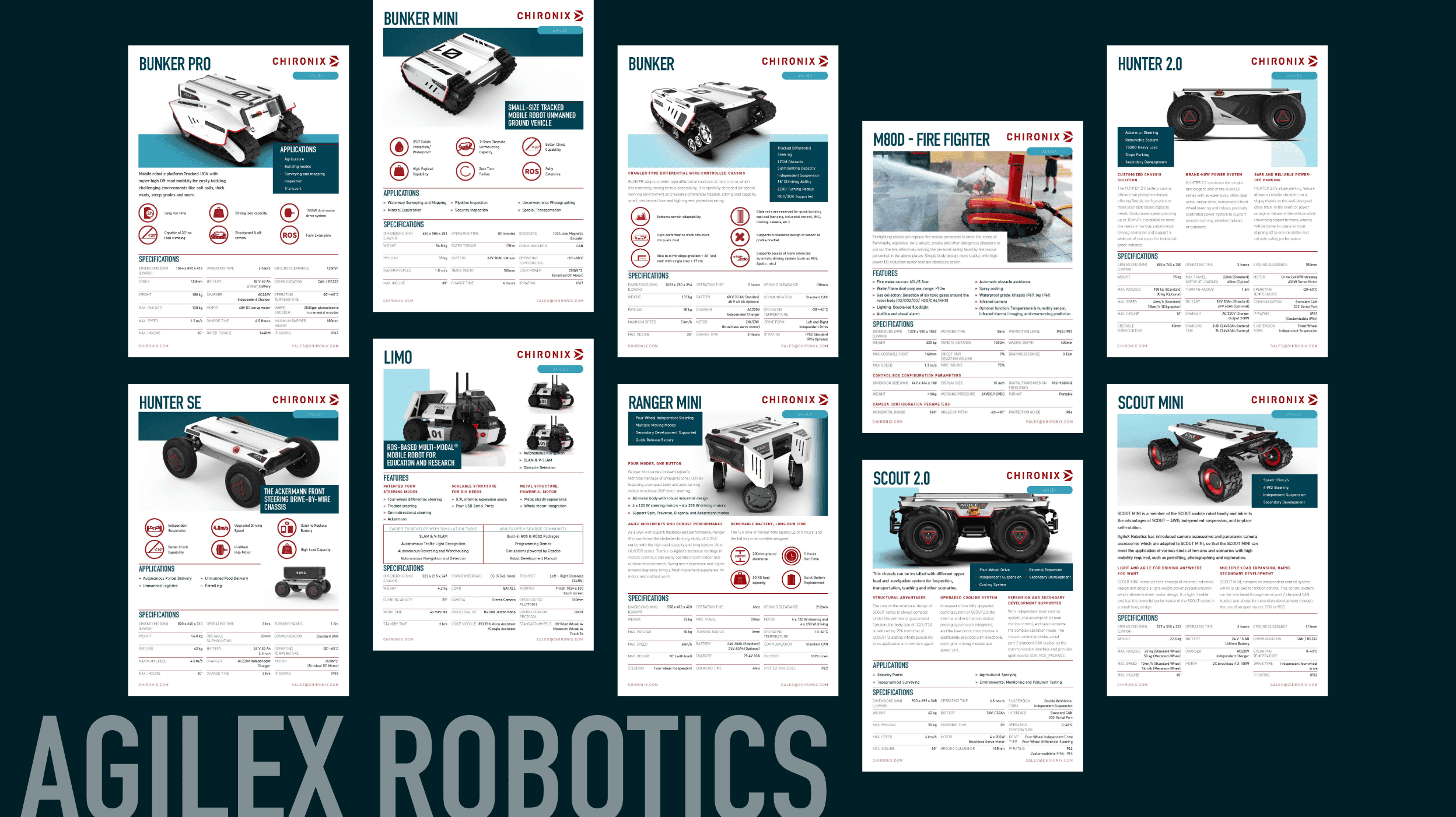 AgileX robot spec sheets