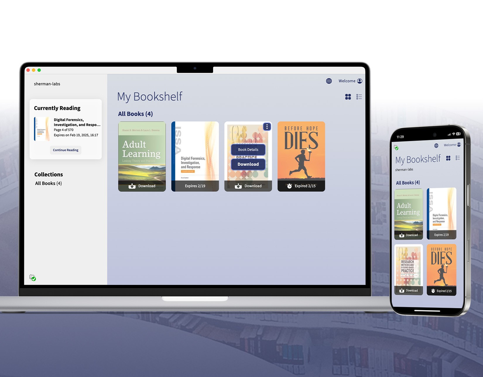 ebook central reading app on desktop and mobile
