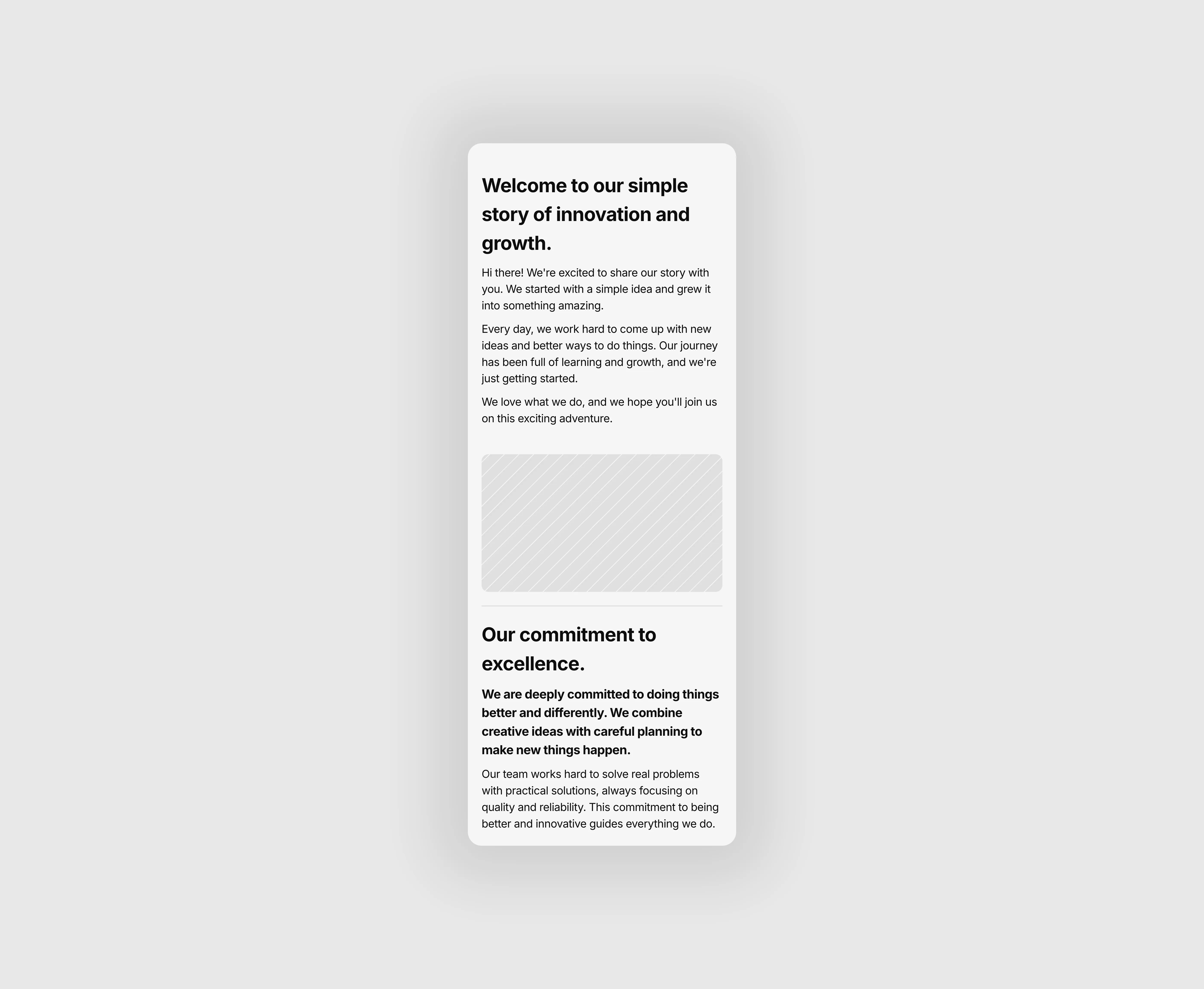 A light themed minimalistic about page section UI design optimized for tablet and mobile devices