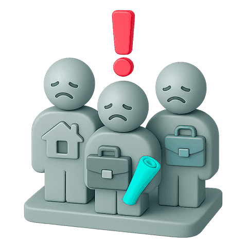 Two 3D houses connected by a dotted teal house