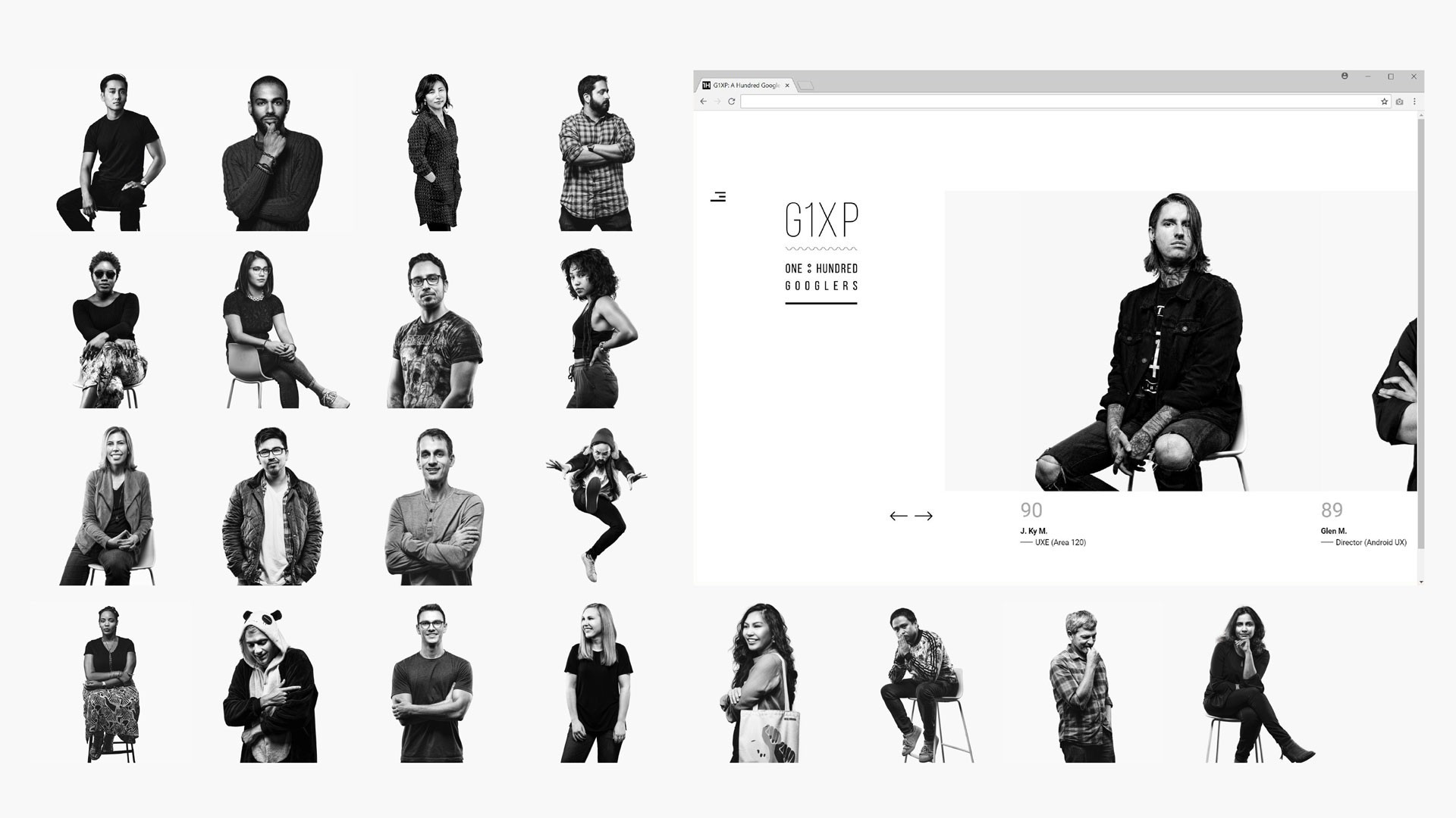 photography website 100 googlers series of black and white photos