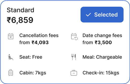 Fare selection card