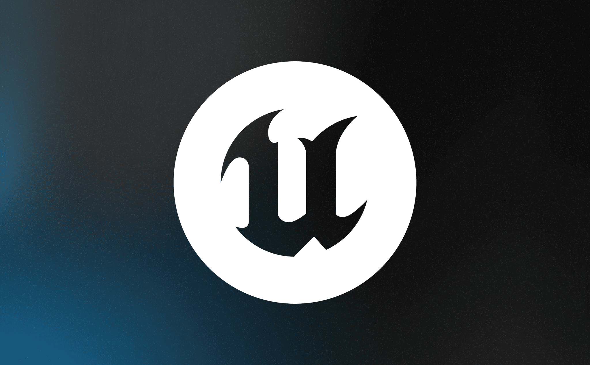 Unreal Engine logo with a grey and blue background