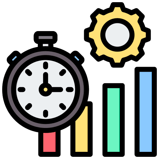 A smartphone with a black case is displayed vertically on a wooden stand against a black background. The screen shows a gradient from blue to yellow.