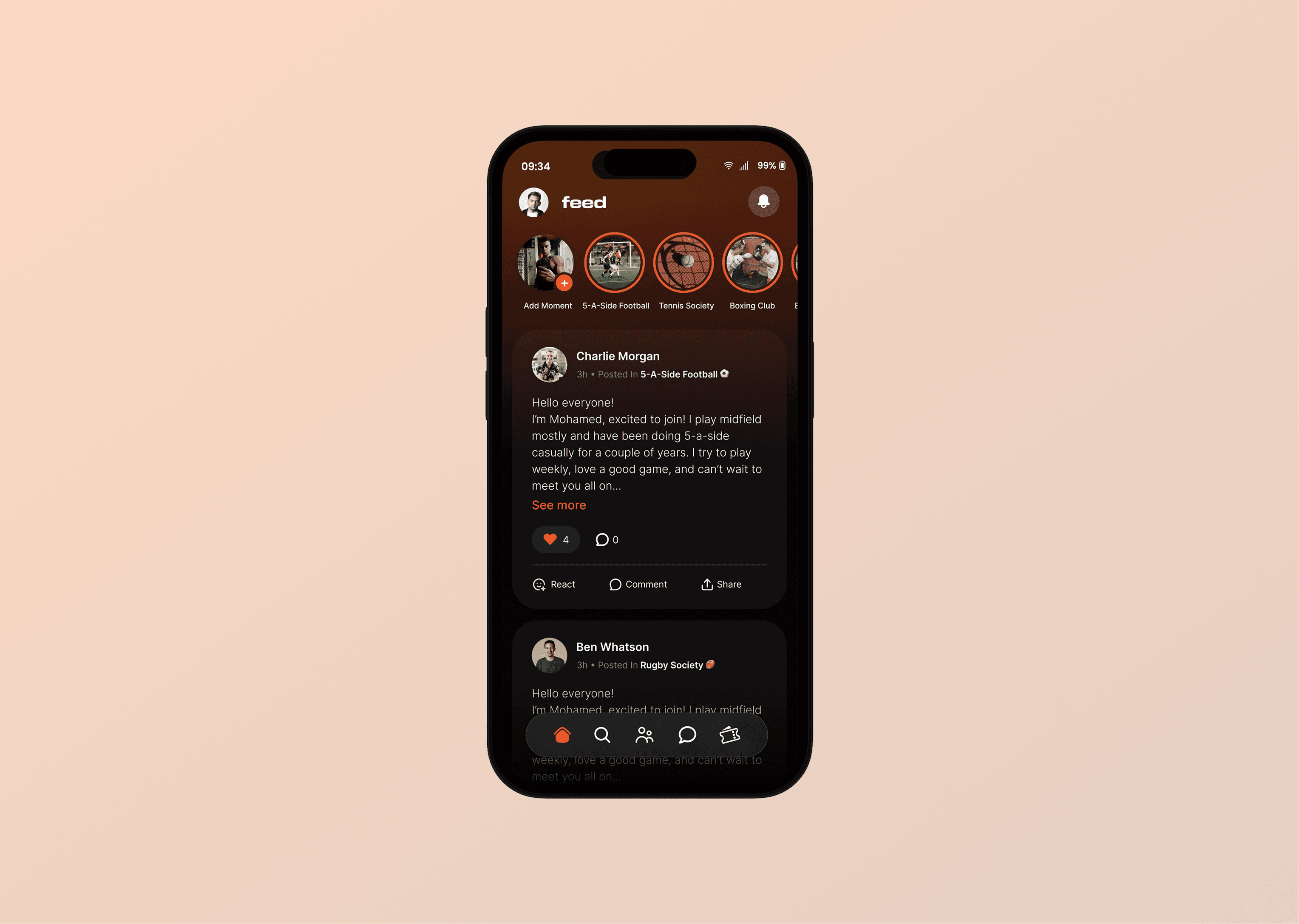 Screenshots of Motiv App