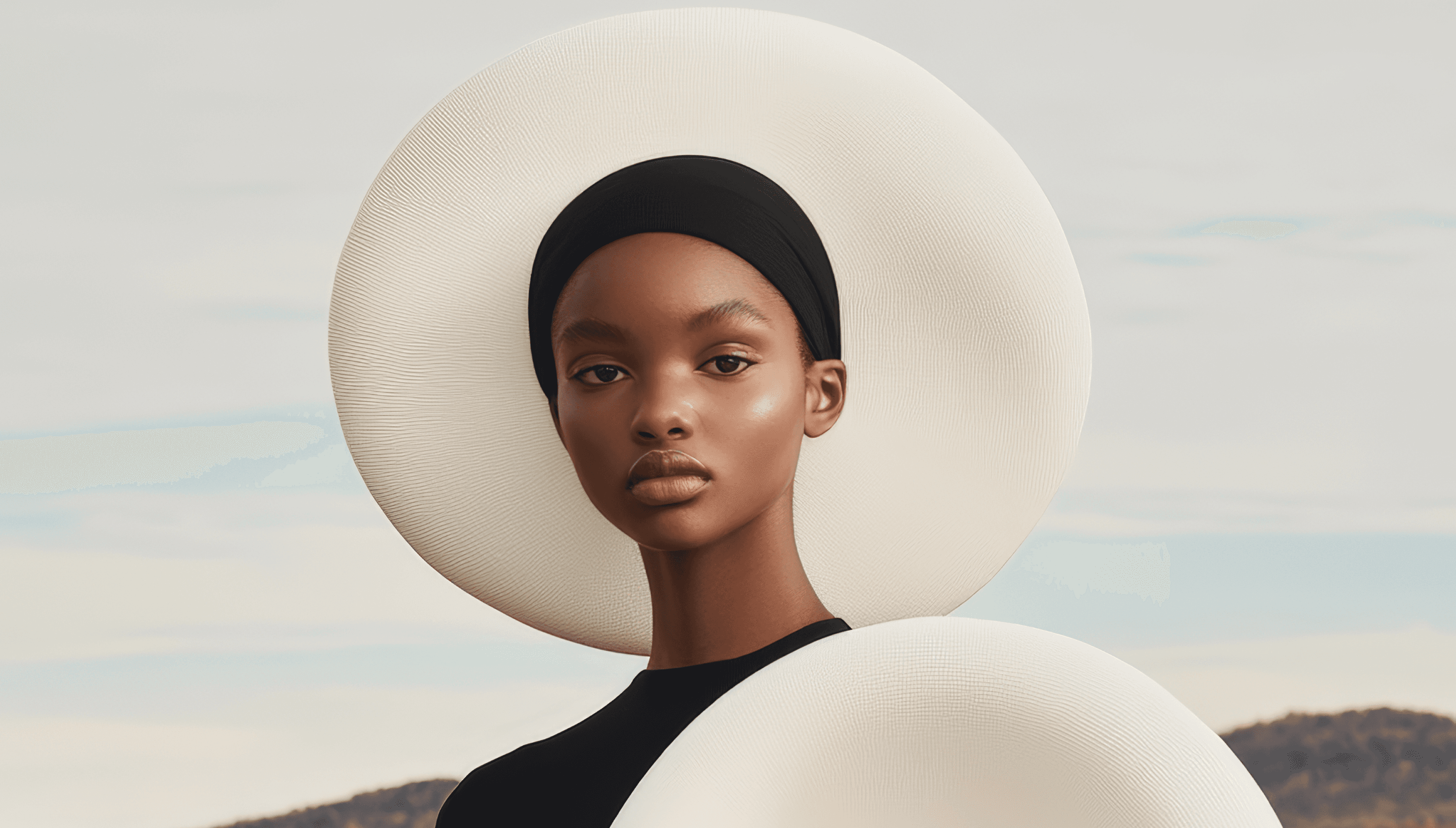 Black and white fashion portrait