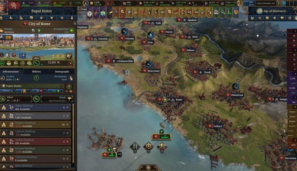 Screenshot de Europa Universalis IV – Carte stratégique du Japon avec l’Ashikaga Shogunate, armées et provinces détaillées.