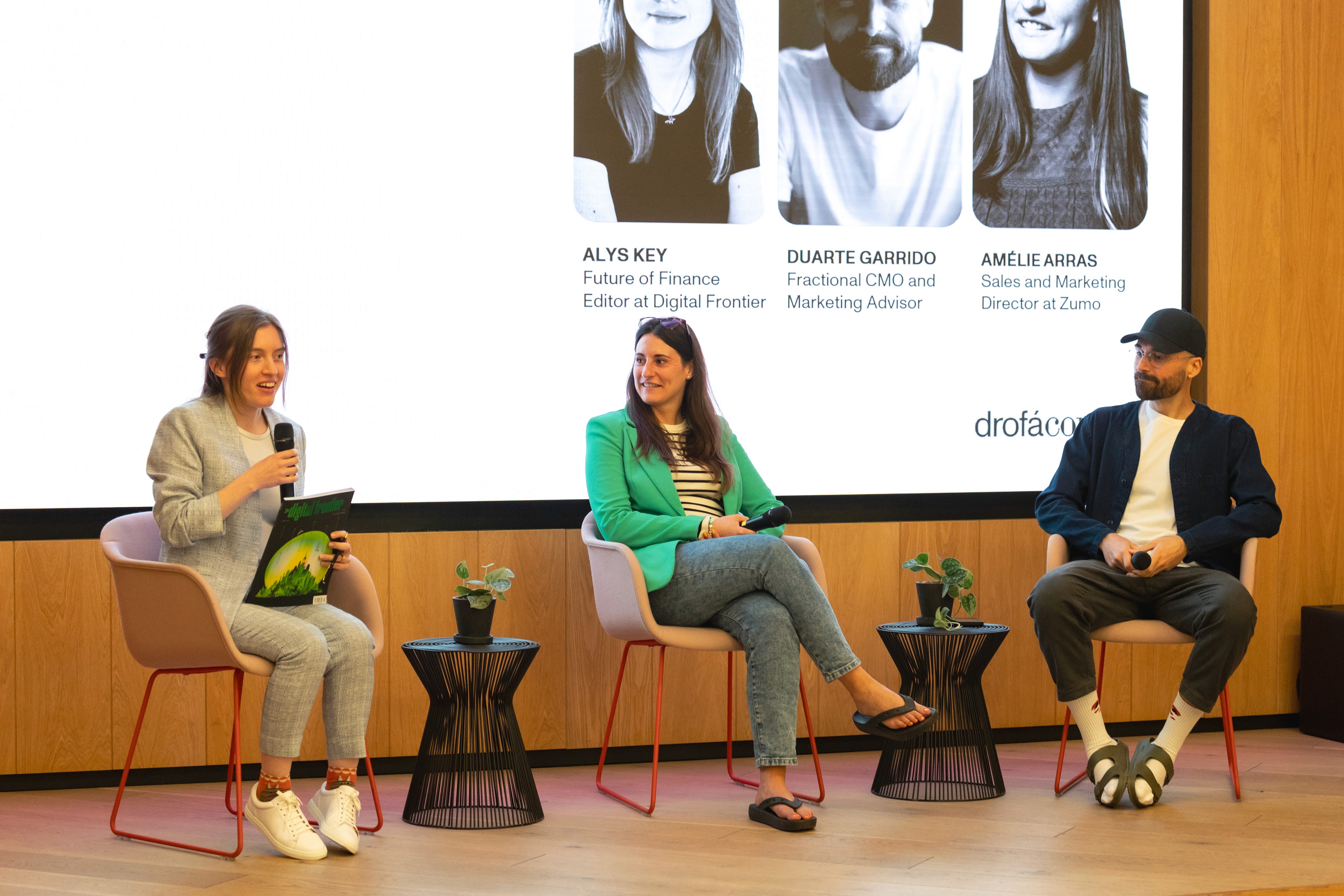 Communicate Fintech by Drofa Comms | Launch Event – Panel: Alys Key, Amélie Arras, and Duarte Garrido